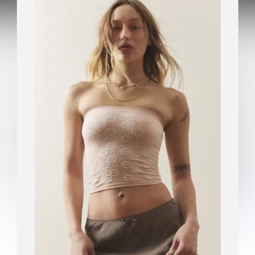 Urban Outfitters Out From Under Pink Power Tube Top in Taupe/Pink